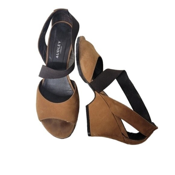 Audley London Women's Designer Wedges Heels Shoes Tan Size 37.5 / 7.5 - Picture 1 of 7